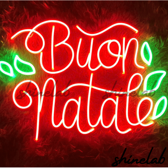 Shinelab Buon Natale Neon Sign, Italian Christmas Neon Sign, Christmas Decoration