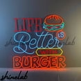 thumbnail image 1 of Shinelab Burger Neon Sign, Fast Food Led Light, Restaurant Kitchen Wall Decor, 1 of 4