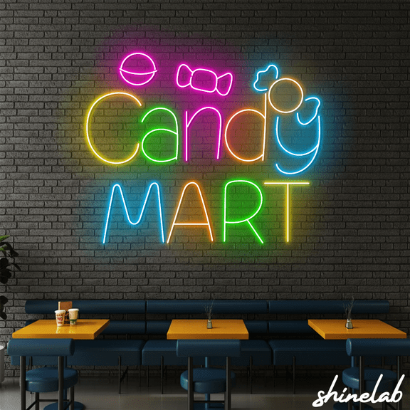Shinelab Candy Neon Sign For Bakery Decor, Kid Room Decor, Candy Shop Decor