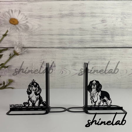 Shinelab Cavalier King Charles Mental Bookends Pet Dog Name Bookend Gift, Animal Table Bookshelf Room Decor 5693