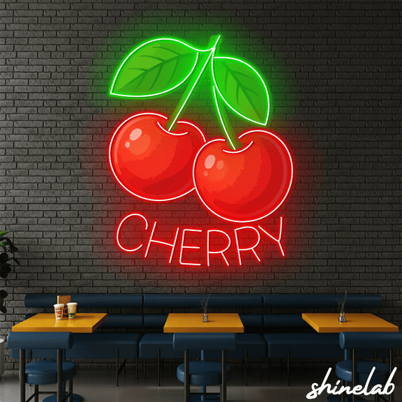 Shinelab Cherry Neon Sign For Home Decor, Cherry Led Sign, Cherry Lover Gift