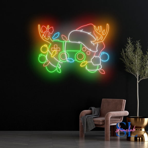 Shinelab Christmas Game Controller Neon Sign, Gamer Christmas Led Sign, Game Controller Wall Art, Christmas Wall Decor 42