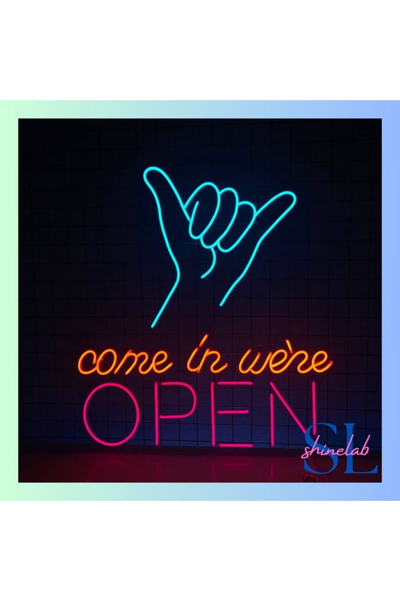 Come In We're Open Neon Sign, Open Welcome Wall Art Light, Custom Text Open Wall Decor 01037