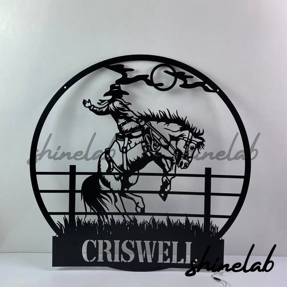 Shinelab Cowboy Riding Horse LED Wall Art, Custom Cowboy Decor, Horse Rider Gifts 11573