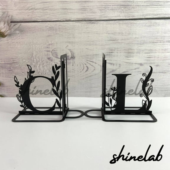 Shinelab Crescent Moon Bookends Moon Sun Lover Name Bookend Gift, Universe Table Bookshelf Decor 5711