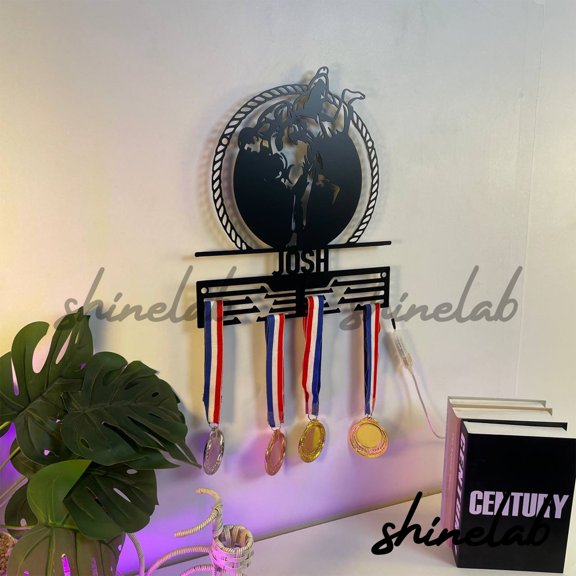 Shinelab Custom Brazilian Jiu Jitsu Medal Hanger, Jitsu Sport LED Wall Decor Metal Sign, Award Display 7493