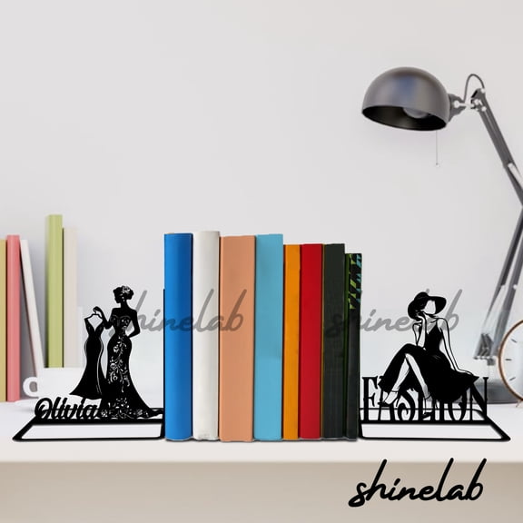 Shinelab Custom Fashion Designer Metal Bookends, Fashion Girl Office Decor, Designers Gift 12736