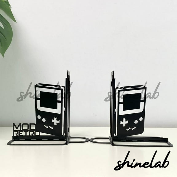 Shinelab Custom Metal Bookend, Personalized Name Letter Logo Book Ends Table Bookshelf Room Decor 5720