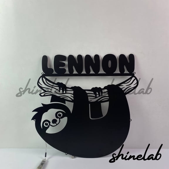 Shinelab Cute Sloth Metal Sign LED Wall Art, Custom Sloth Face Gift Wall Decor 11193