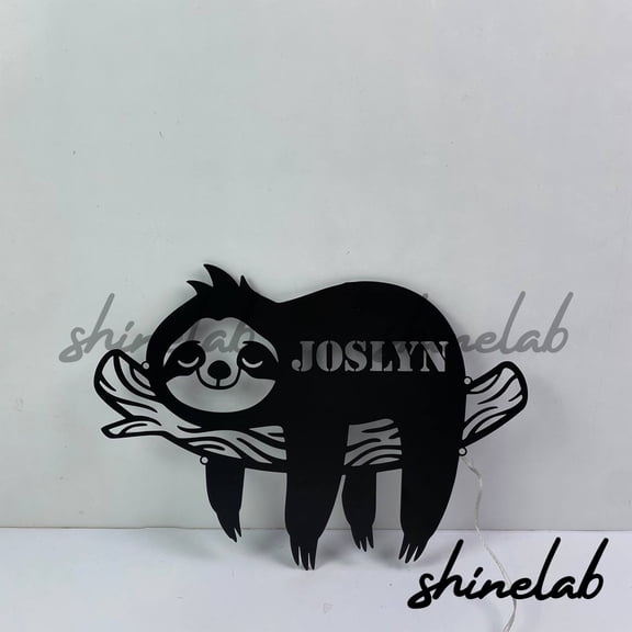 Shinelab Cute Sloth Metal Sign LED Wall Art, Custom Sloth Mode Decor Personalized Gifts 12033