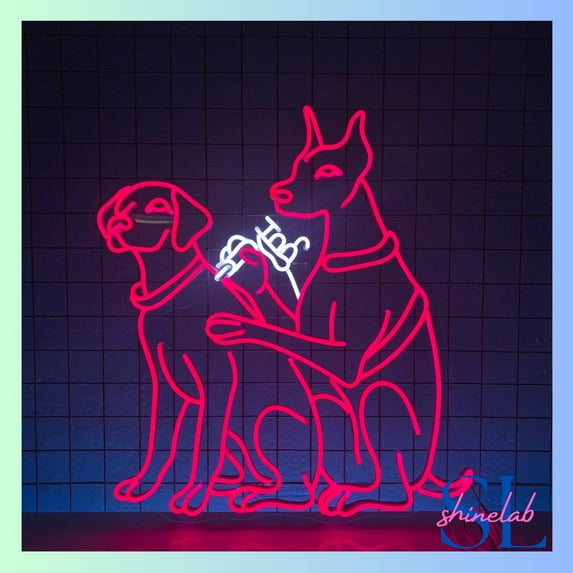 Shinelab Doberman Tattooing On A Dalmatian Neon Sign, Dog Wall Art Light, Pet Home Wall Decor 01096