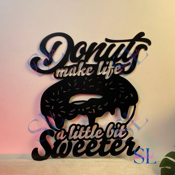 Shinelab Donut Shop Metal Wall Art with LED Lights, Donut Make Life A Little Bit Sweeter Sign, Donut Shop Decor, Bakery Shop Decoration, Donut Bakery Sign, Donut Lover Gift 3130