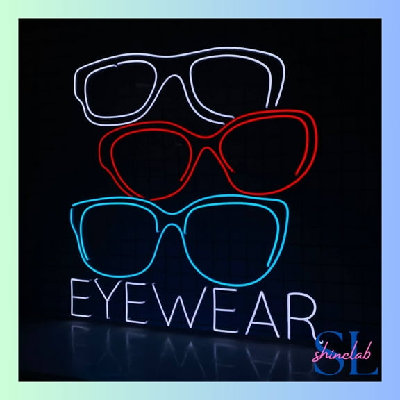 Shinelab Eyewear Optometry Neon Sign, Sunglasses Wall Art, Optometrist Clinic Wall Decor 0617