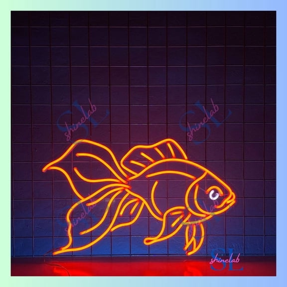 Shinelab Fish Neon Sign, Fish Led Light, Fisherman Bar Decor, Seafood Shop Wall Art Decor 2578