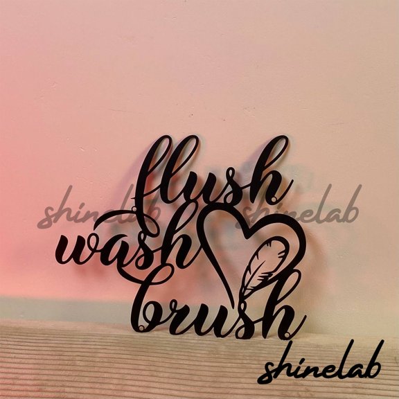 Shinelab Flush Wash Brush BathroomMetal Sign, Custom Text Logo Name LED Wall Art, Shop n Home Decor 8353