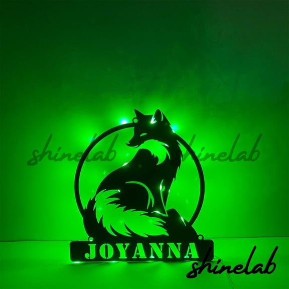 Shinelab Fox Metal Sign LED Wall Art, Custom Fox Animal SignDecor Personalized Gifts 12133
