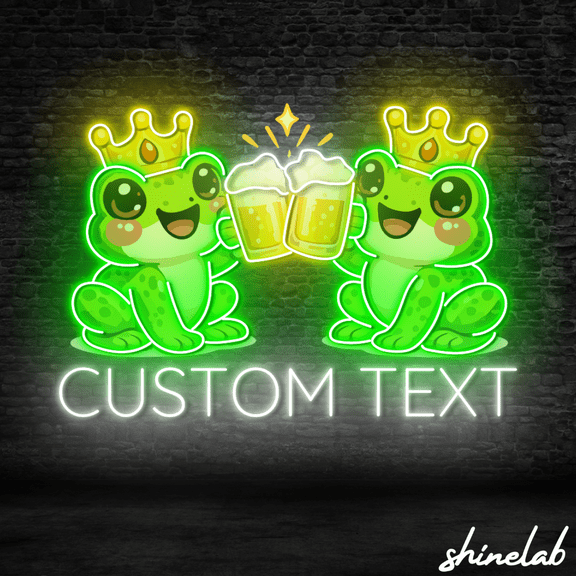 Shinelab Frog Cheer Neon Sign, Beer Led Light For Wall Decor, Frog Lover Gift