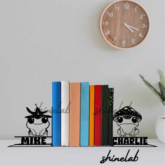 Shinelab Frog Metal Bookends, Farmhouse Desk Decor, Frog Gift For Book Lovers 12997