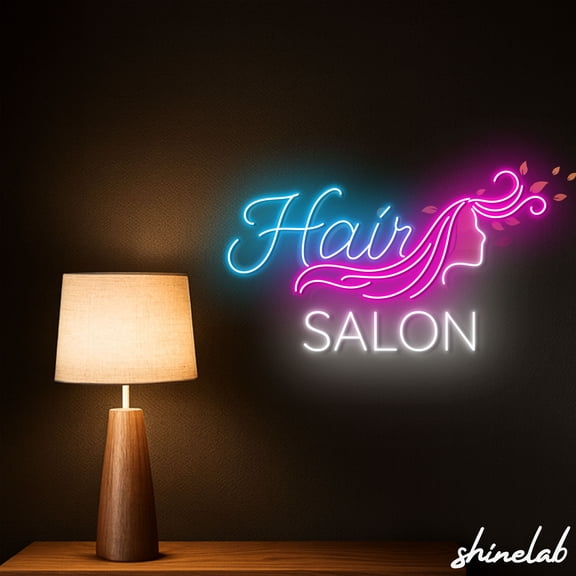 Shinelab Hair Salon Neon Sign, Beauty Studio Wall Decor, Stylish Hairdresser LED Art 15755
