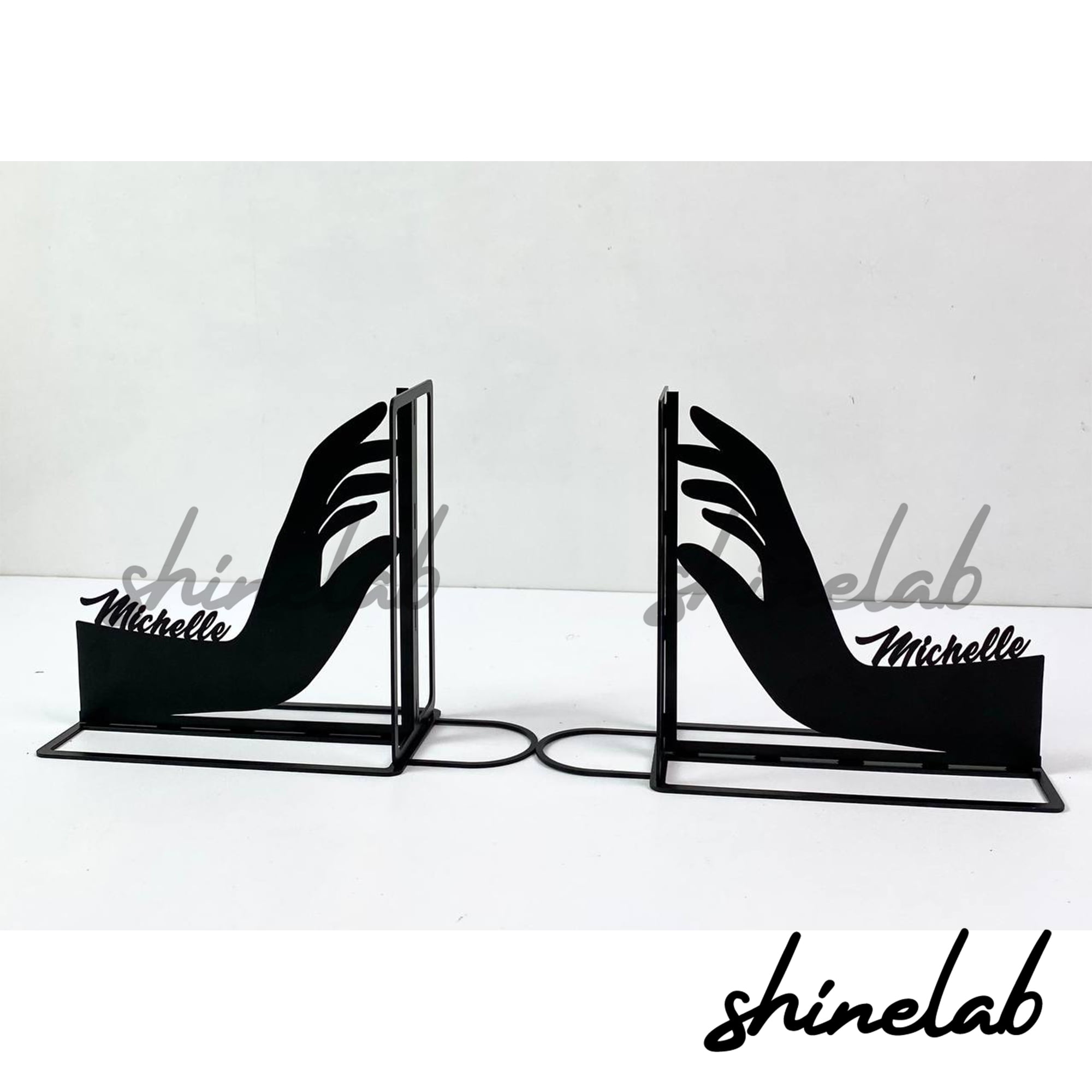 Shinelab Hands Metal Bookends Custom Lover Personalized Name Bookend ...
