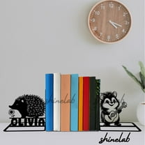 Shinelab Hedgehog Metal Bookends, Farmhouse Bookshelf Decor, Cute Book Lovers Gift 12781