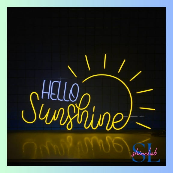 Shinelab Hello Sunshine Neon Sign, Sunshine Bright Wall Art, Sun Home Wall Decor 0219