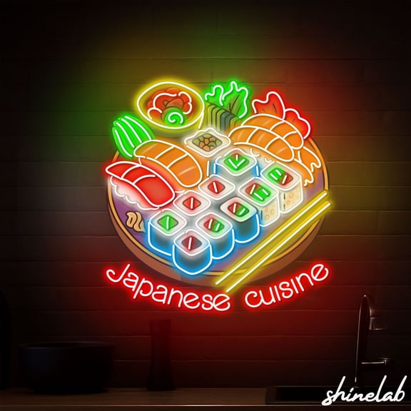 Shinelab Japanese Cuisine Sushi Neon Sign, Restaurant Wall Decor, Kitchen Food LED 15805