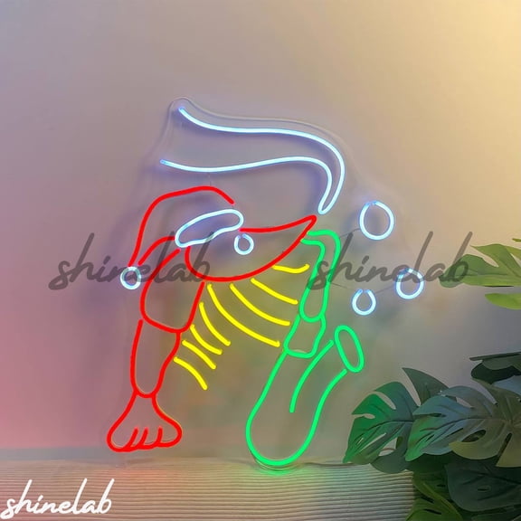 Shinelab Jazz Shrimp Saxophone LED Neon Sign, Christmas Neon Sign, Christmas Decor