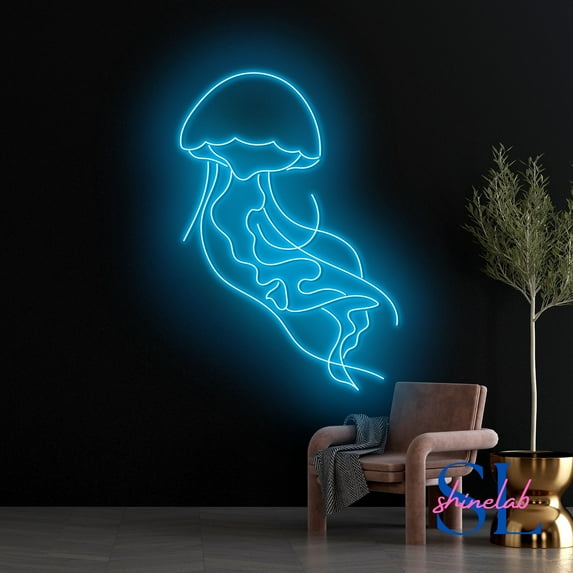 Shinelab Jellyfish Neon Sign, Sea Jellyfish Led Sign, Jellyfish Lover Gifts, Sea Animal Wall Art Decor 664