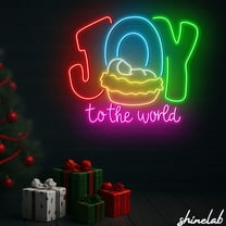 Shinelab Joy to the World Neon Sign, Nativity LED Light for Christmas Jesus Home Decor 15387