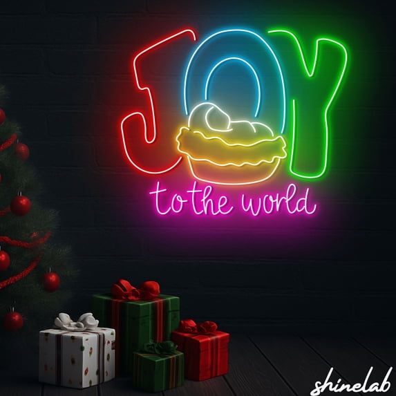 Shinelab Joy to the World Neon Sign, Nativity LED Light for Christmas Jesus Home Decor 15387
