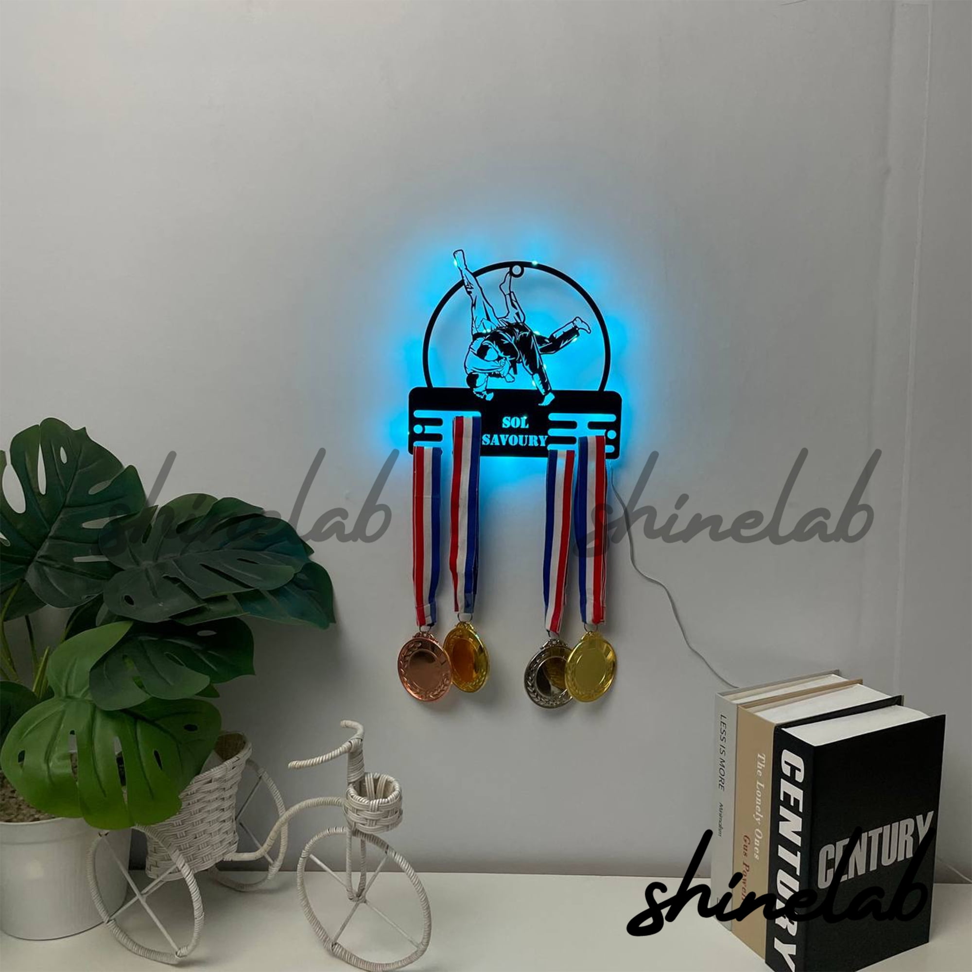 Shinelab Judo Player Custom Medal Hanger, Judo Fighter LED Light Wall ...