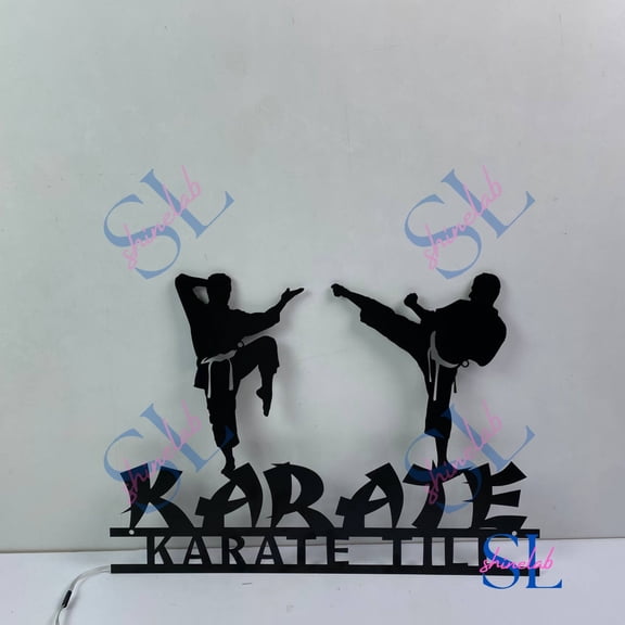 Shinelab Karate Metal Sign, Custom Karate Martial Arts Metal Wall Art with LED Light, Kid Karate Name Sign Home Decor, Martial Arts Decoration 4190