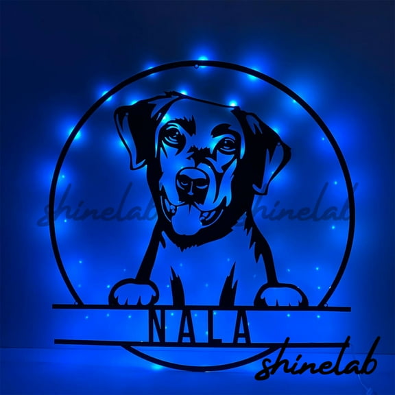 Shinelab Labrador Retriever Dog Metal Sign LED Wall Art, Custom Dog Decor, Pet Decor Gifts 12293