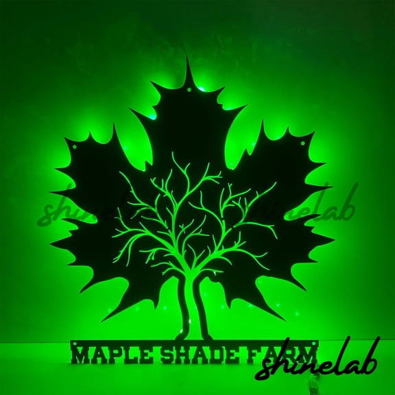 Shinelab Leaves Metal Sign LED Wall Art, Custom Maple Leaf Art Home Decor 12313