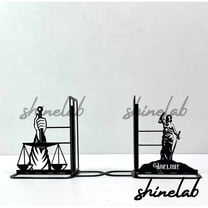 Shinelab Legal Book Flower Metal Bookends Custom Lawyer Name Bookend Gift, Desk Bookshelf Office Decor 6935