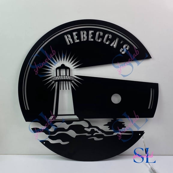 Shinelab Lighthouse Metal Sign, Custom Lighthouse Metal Wall Art LED Light, Lighthouse Lover Sign Home Decor, Lighthouse Wall Art, Nautical Sign, Beach Metal Sign 4230