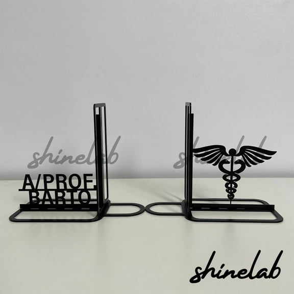 Shinelab Medical Metal Bookends Custom Doctor Name Bookend Gift, Hospital Desk Bookshelf Decor 6971