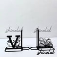 thumbnail image 1 of Shinelab Monogram Book Flower Metal Bookends Custom Name Bookend Gift, Desk Bookshelf Nature Decor 6989, 1 of 3