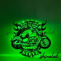 Shinelab Motorbike Metal Sign LED Wall Art, Custom Motorcycle Biker Decor Personalized Gifts 12373