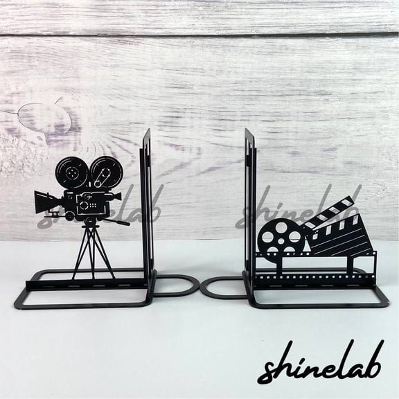 Shinelab Movie Metal Bookends Classic Movie Name Bookend Gift, Film Table Bookshelf Decor 5414