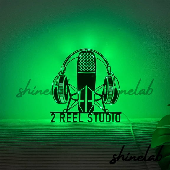 Shinelab Music Audio Metal Sign LED Wall Art, Custom Name Studio Shop Wall Decor 9973