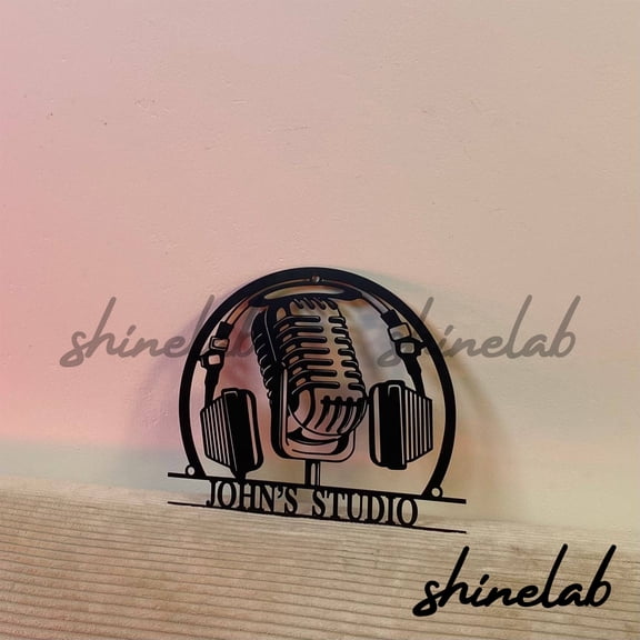 Shinelab Music Audio Studio Metal Sign, Custom Name Studio LED Wall Art, Shop n Home Decor 8653