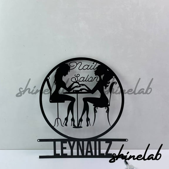 Shinelab Nail Tech Metal Sign LED Wall Art, Custom Nail Art Wall Decor 11413