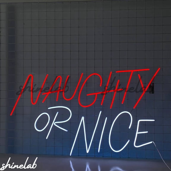 Shinelab Naughty or Nice Neon Sign, Christmas LED Wall Art, Christmas Neon Sign