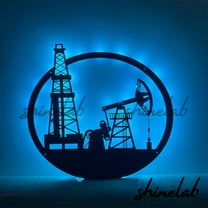 Shinelab Oil Field Metal Sign, Custom Name Petroleum LED Wall Art, Petro n Home Decor 8733