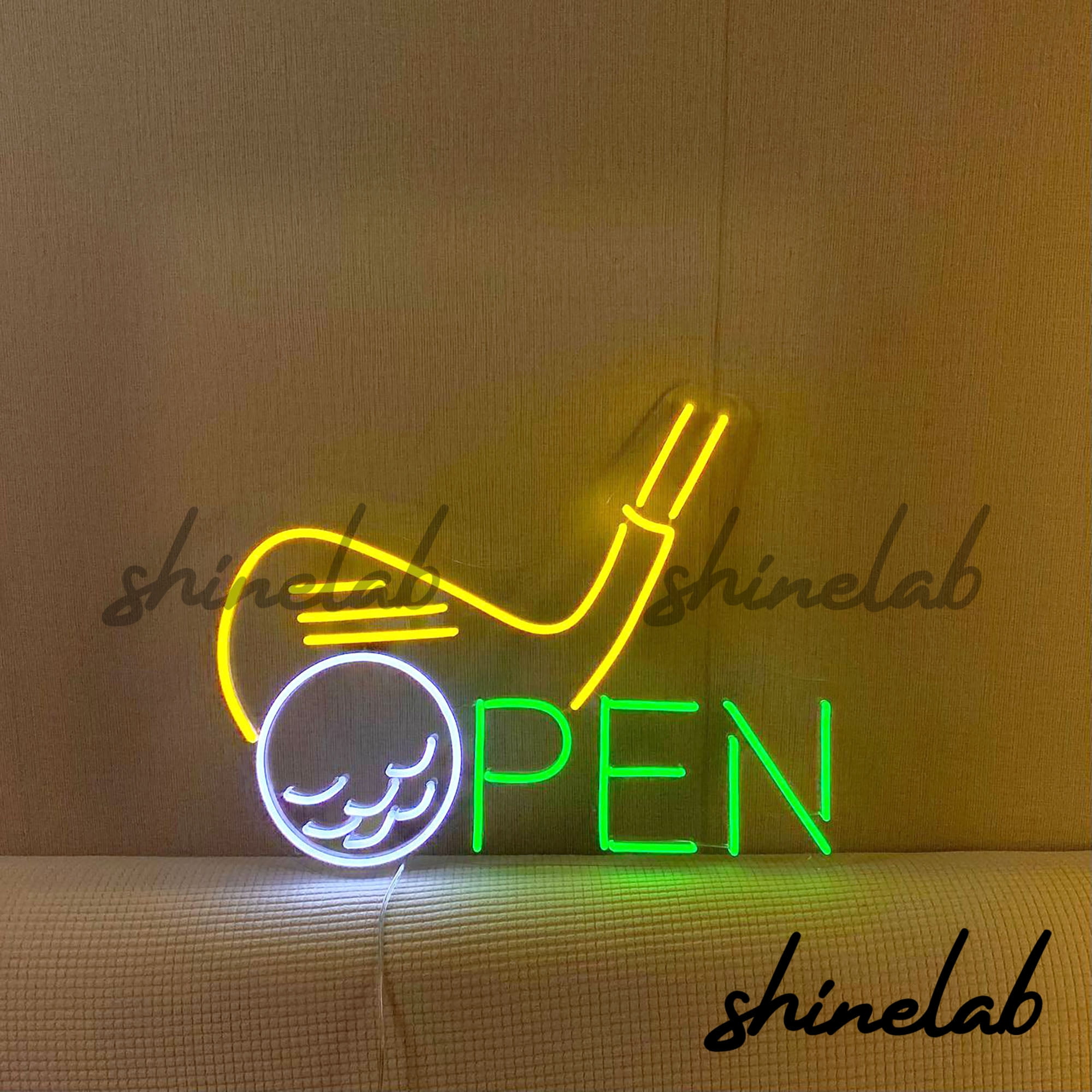 Shinelab Open Golf LED Light Neon Sign, Custom Golf Shop Wall Decor 14080