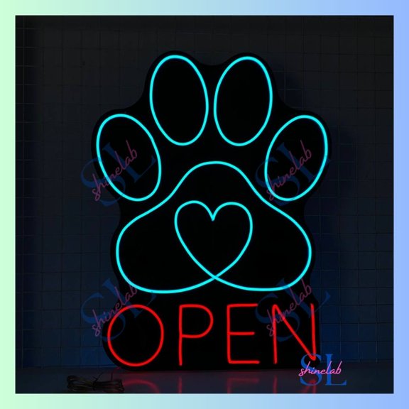 Shinelab Open Paw Led Light, Paw Open Neon Sign, Pet Neon Light Animal Room Wall Art Decor 2405