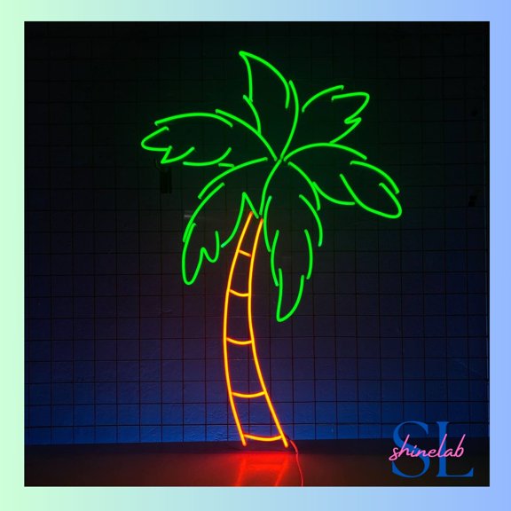 Shinelab Palm Tree Neon Sign, Palm Tree Wall Art Light, Palm Tree Beach Plant Home Wall Decor 0799