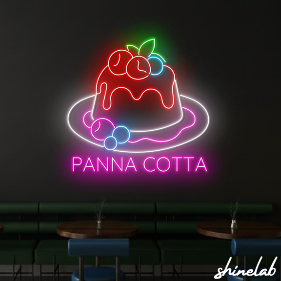 Shinelab Panna Cotta Neon Sign, Dessert Shop Decor, Bakery Shop Sign